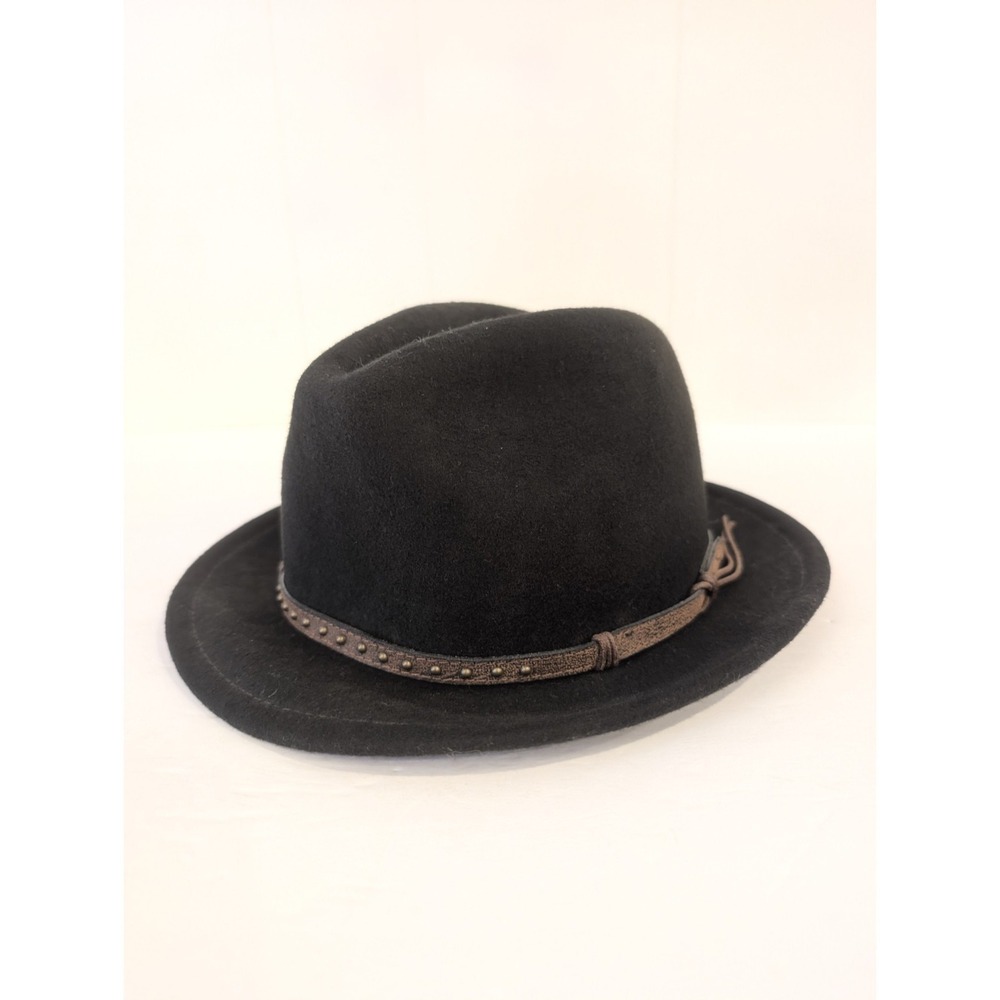 Harley Davidson Cowboy Hat Fedora Black Wool Felt Vintage USA Made Sz Small Band - Picture 5 of 16